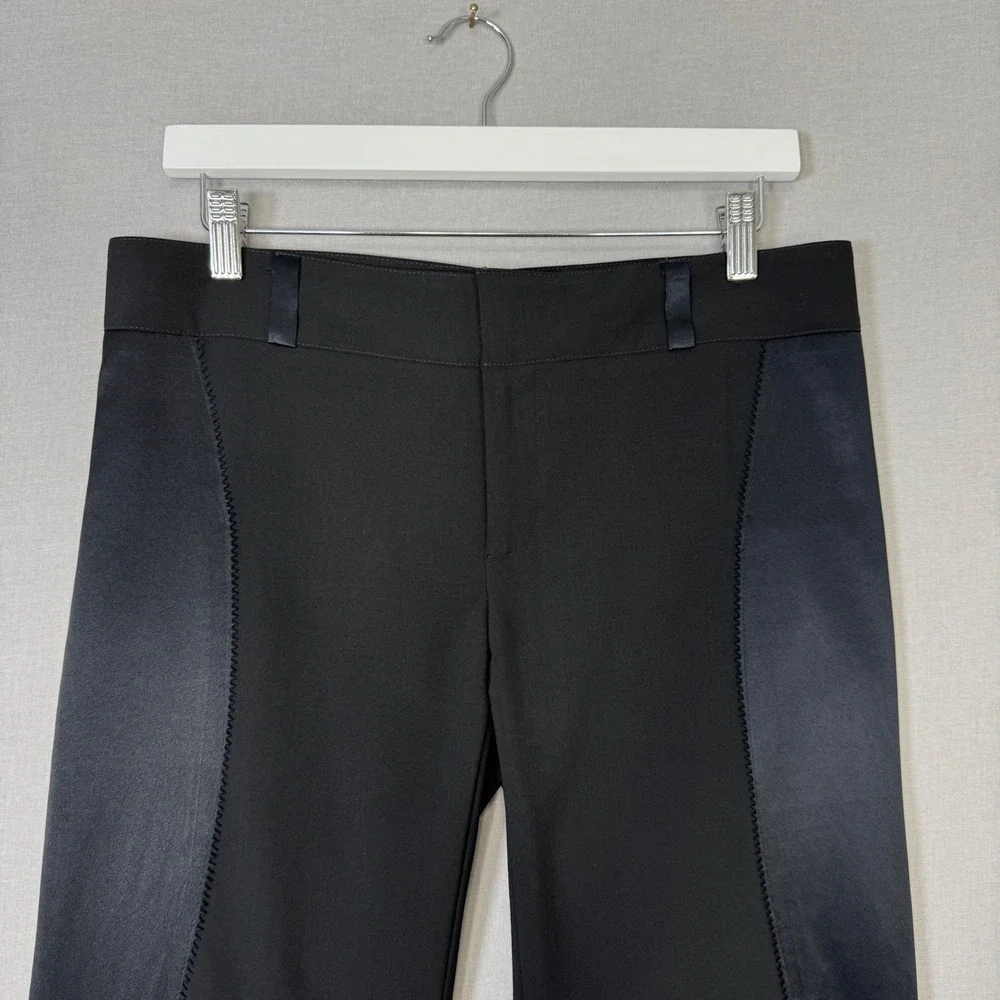 YA-YA Satin Tuxedo Trousers Womens 6 Black Low Rise Flare Dress Pants Y2K Luxury